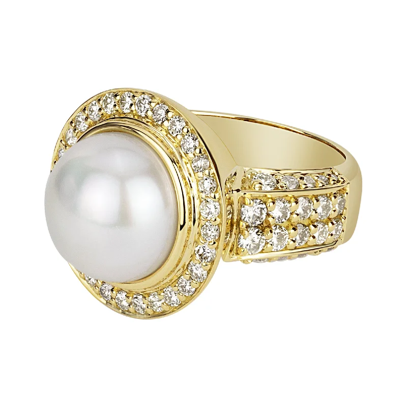 bohemian engagement rings -Ring - South Sea Pearl And Diamond