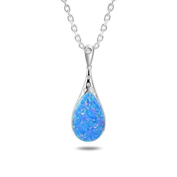 chunky gold necklaces for women -Sterling Silver Opal Starry Sky Teardrop Pendant Necklace by Alamea