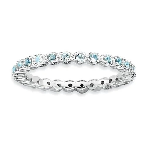 love necklace for women -Sterling Silver Stackable Expressions Light Aquamarine Eternity Ring