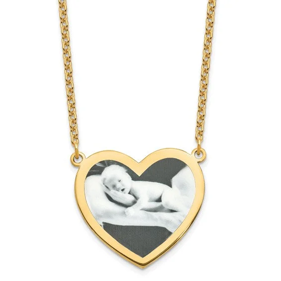 charm necklaces for women -Personalized Large 1 inch Photo Heart Necklace