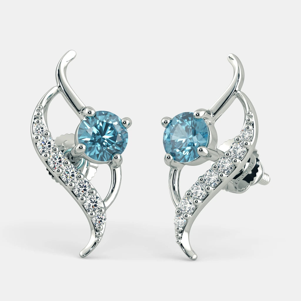 small hoop earrings for women -AQUAMARINE ZIRCON EARRINGS - 925 SILVER