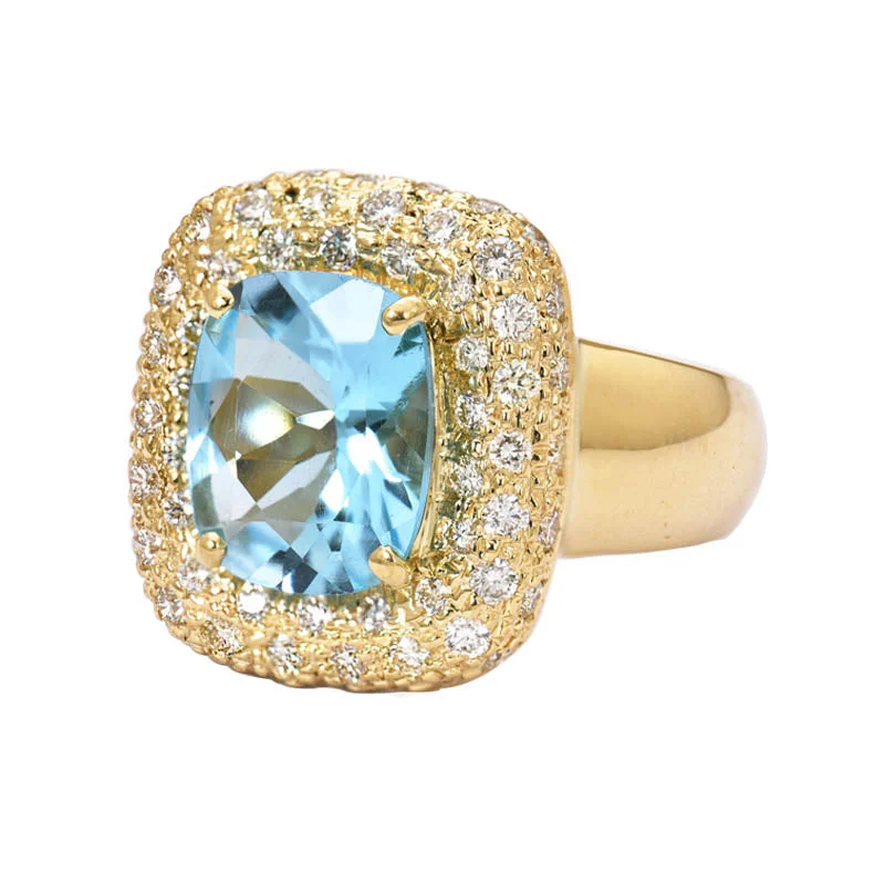 custom wedding bands for women -Ring- Blue Topaz and Diamond