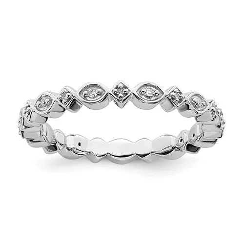 elegant charm necklaces for women -Sterling Silver Stackable Expressions Genuine Diamond Patterned Eternity Ring