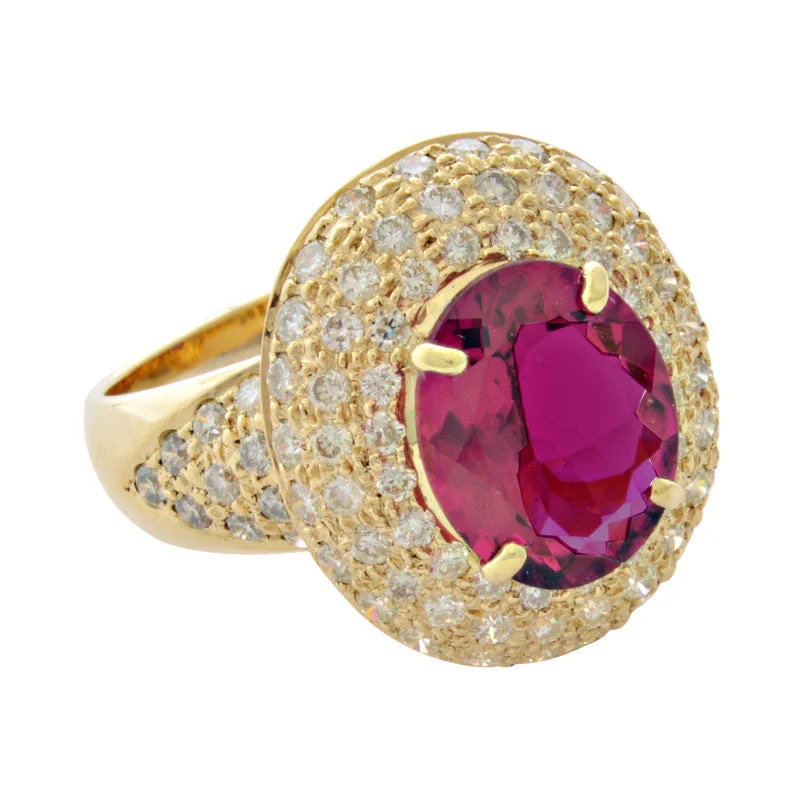 vintage engagement rings for women -Ring-Rubellite and Diamond