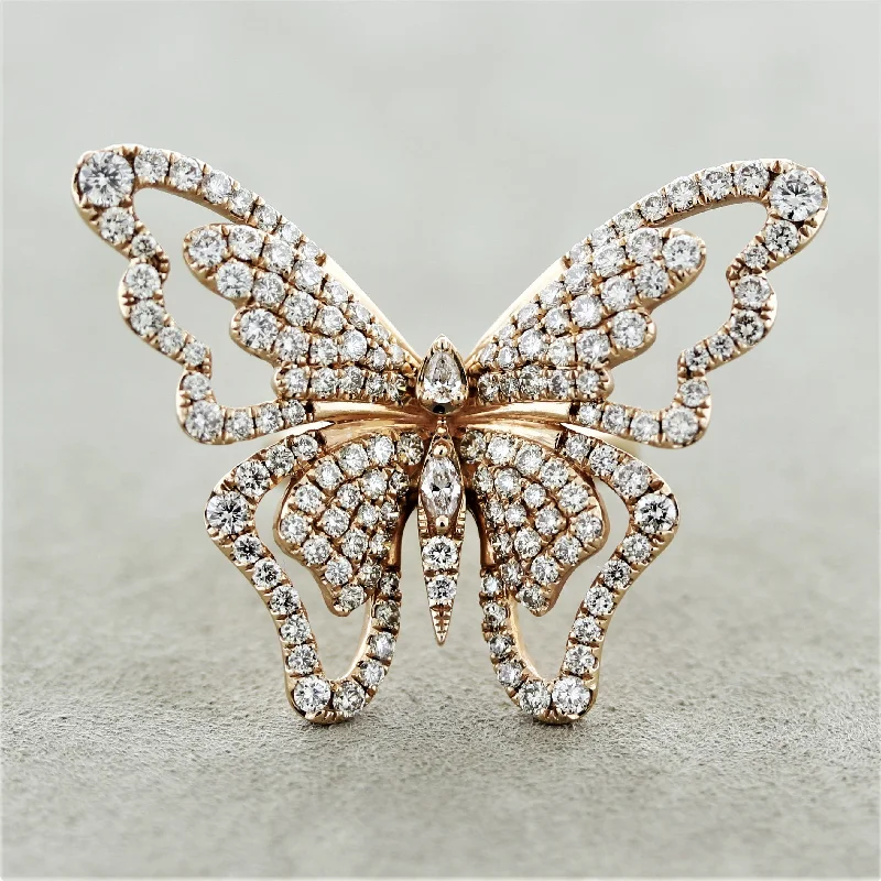 romantic engagement rings -Levian Diamond Gold Butterfly Ring