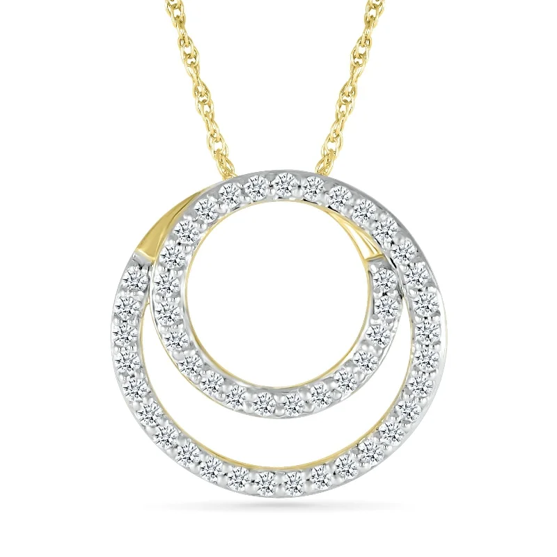 stunning necklaces for women -Double Circle Diamond Necklace