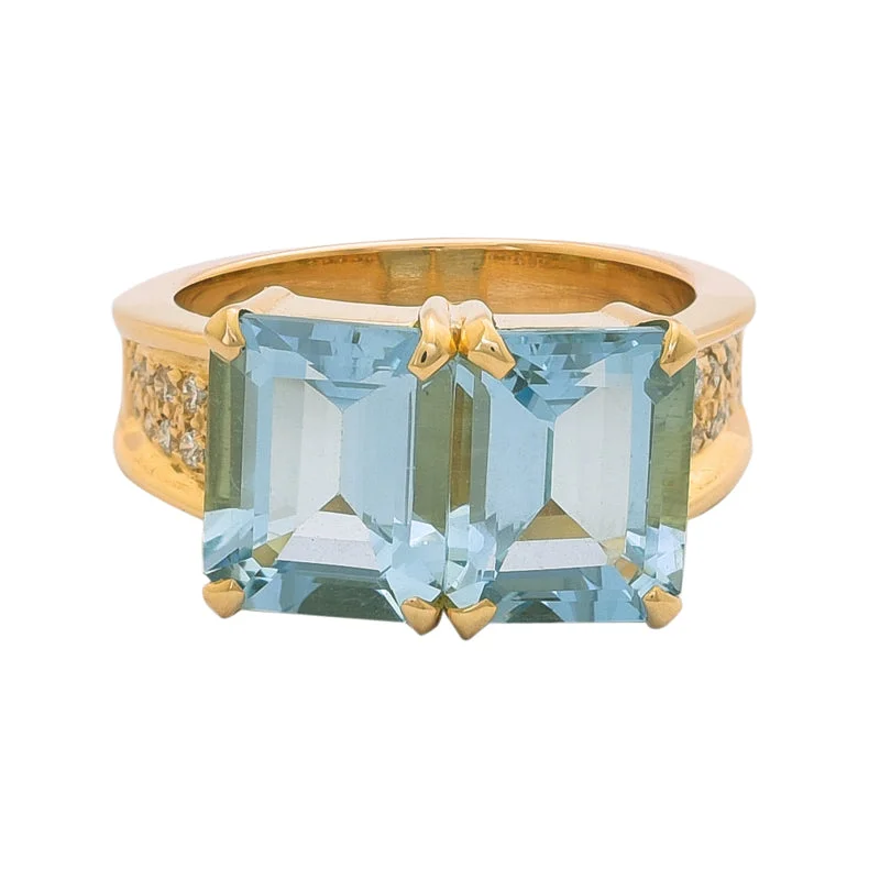 romantic rings for women -Ring- Aquamarine and Diamond