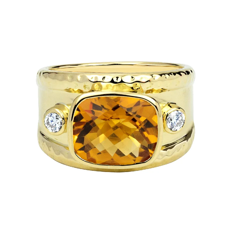 boho rings for women -Ring - Citrine And Diamond