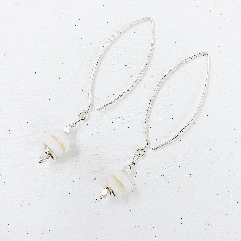 crystal drop earrings for women -FLOATING PUKA SHELL EARRINGS