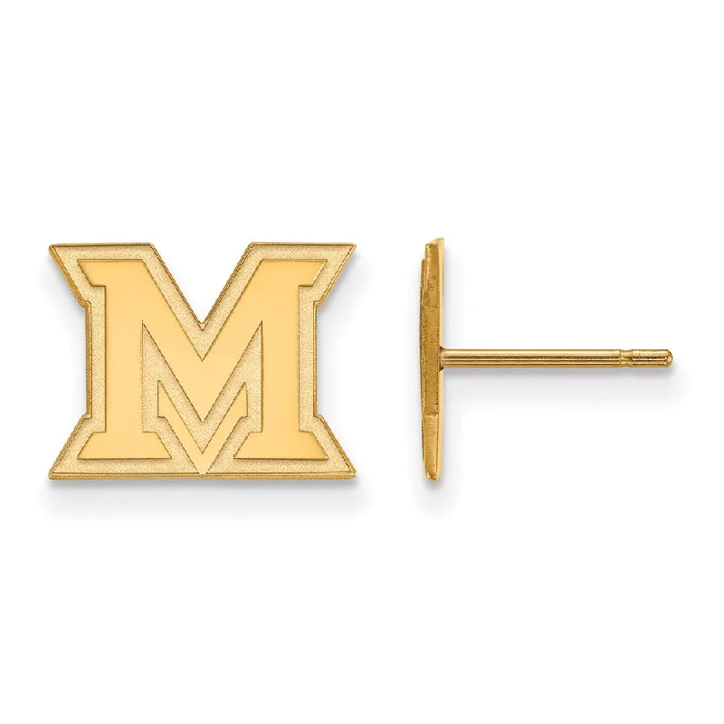 custom crystal earrings for women -10k Yellow Gold Miami University XS (Tiny) 'M' Post Earrings