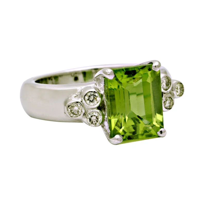 halo rings for women -Ring-Peridot and Diamond