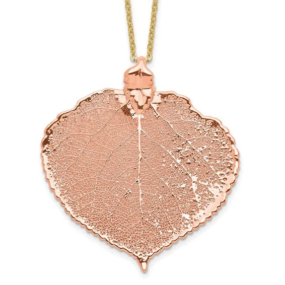 romantic pendant necklaces for women -24k Rose Gold Dipped Aspen Leaf Necklace