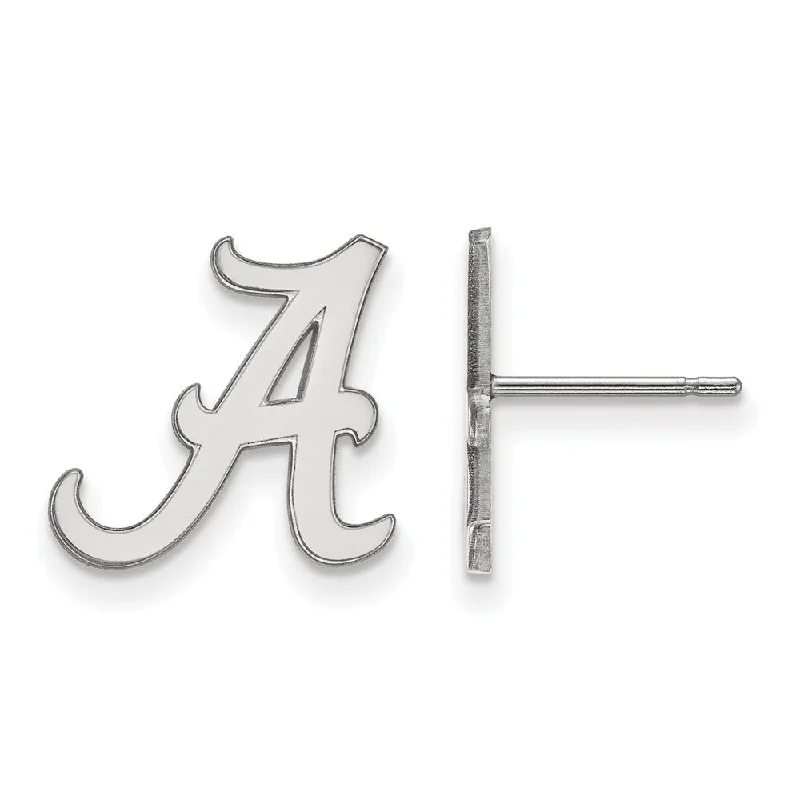 large statement earrings for women -14k White Gold University of Alabama Small Post Earrings