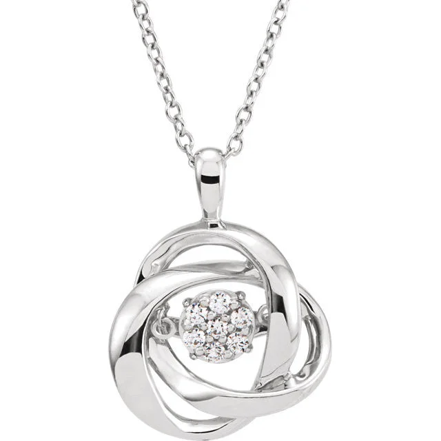 sterling silver necklaces for women -Sterling Silver 1/10 CTW Diamond 18" Mystara® Love Knot Necklace