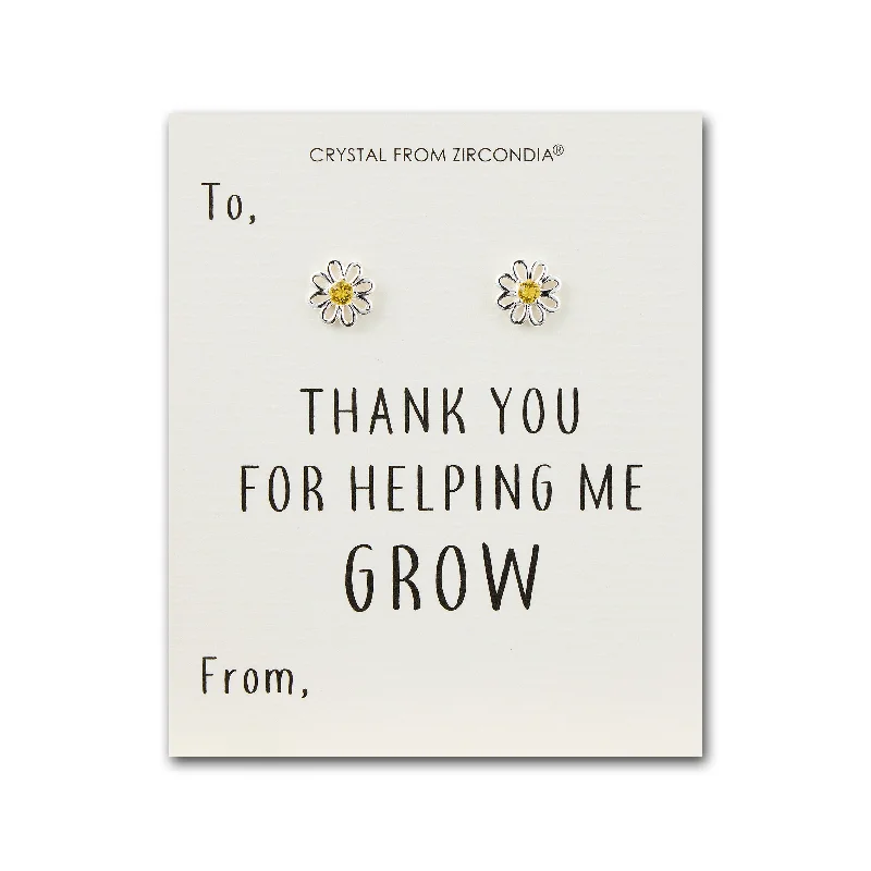 cute dangle earrings for women -Thank You For Helping Me Grow Daisy Earrings Created with Zircondia® Crystals