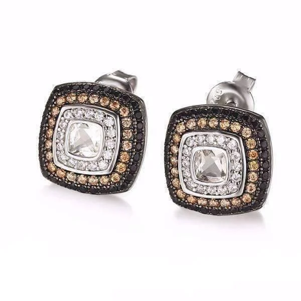 contemporary earrings for women -Golden Spinel and Cushion Cut Smoky Quartz IOBI Precious Gems 925 Sterling Silver Earrings