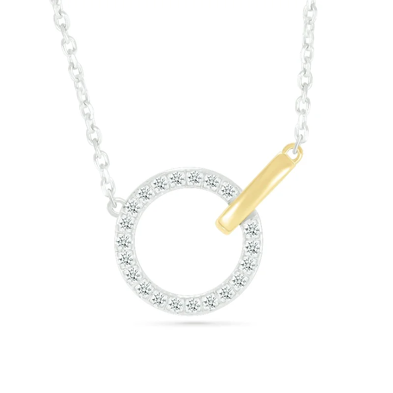 bold necklaces for women -Interlocking Diamond and Gold Circle Necklace