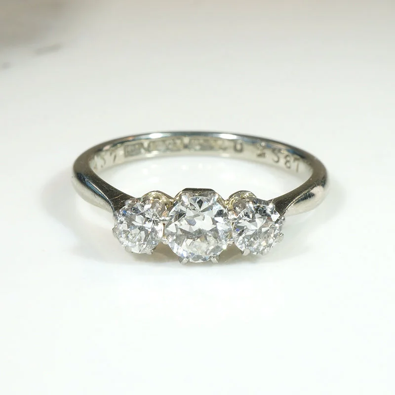 luxury diamond wedding rings -Delightful Edwardian Diamond Trilogy Ring