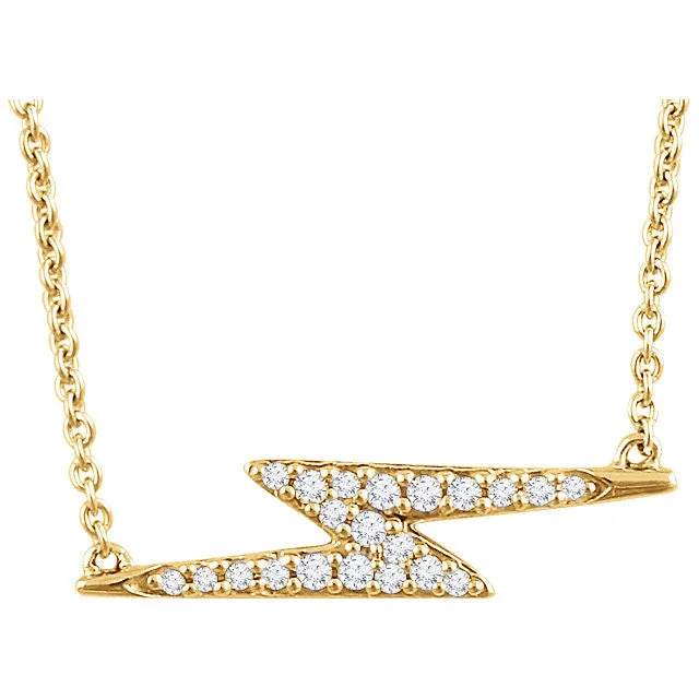 bold necklaces for women -14k Gold 1/8 CTW Diamond Lightning Bolt 16-18" Necklace