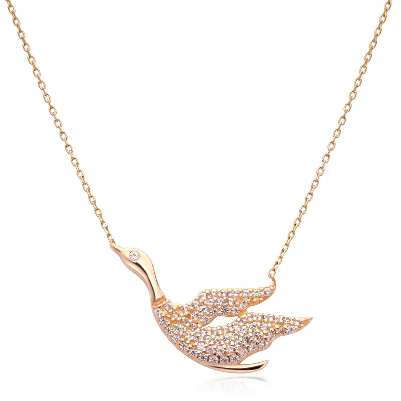 custom necklace pendants for women -Sapphire Pave Swan Necklace