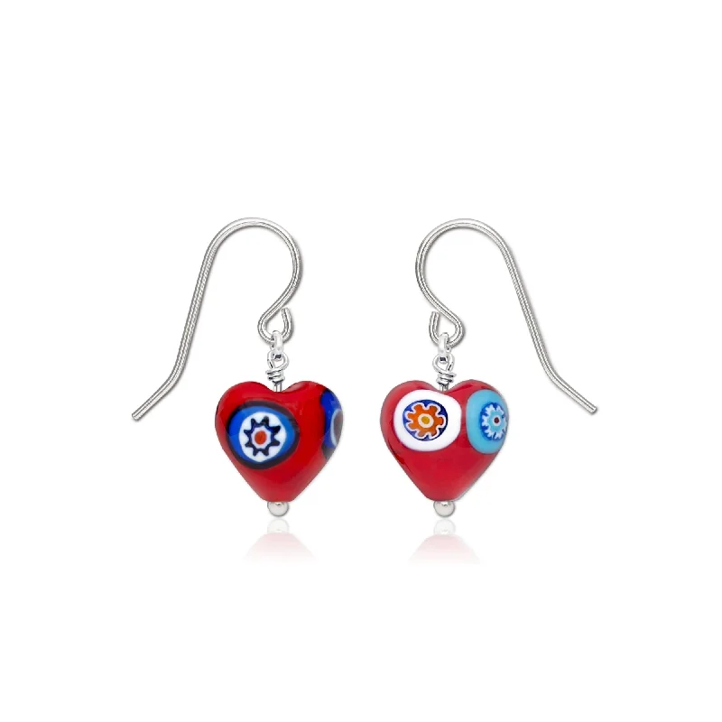 elegant drop earrings for women -Artylish Red Heart Earrings