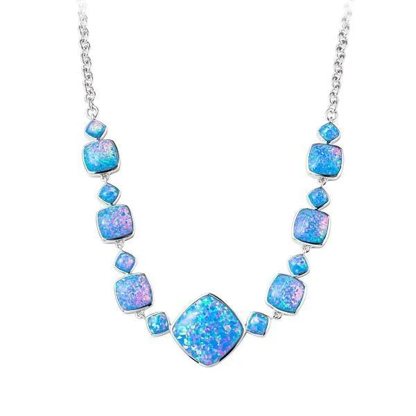 multi-layer necklaces for women -Sterling Silver Opal Cushion Cut Necklace by Alamea