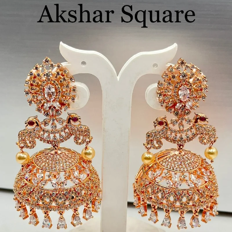 silver earrings for women -Statement Rosegold Jumka earrings