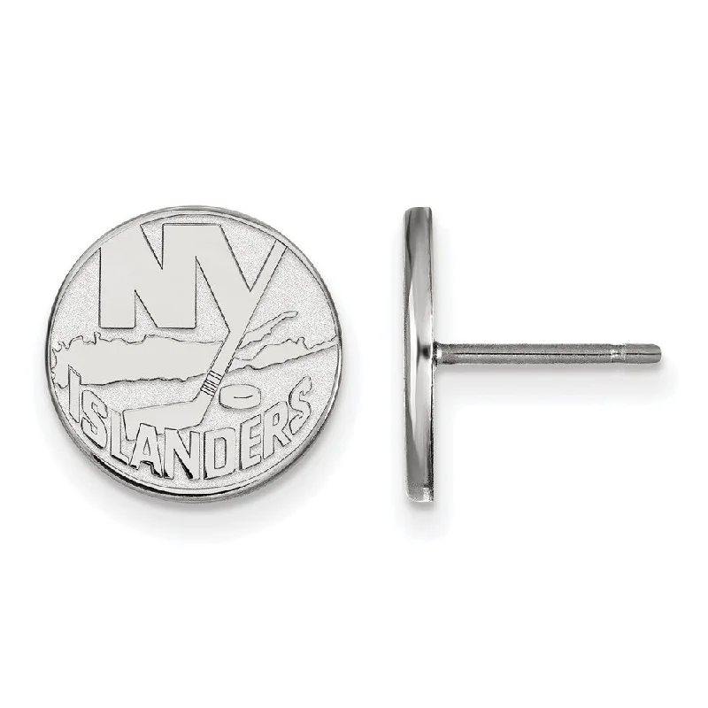 vintage-style earrings for women -Sterling Silver NHL New York Islanders Small Post Earrings