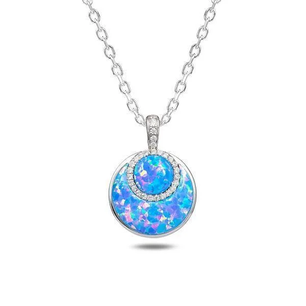 love necklace for women -Sterling Silver Opal Sun Glow Pendant Necklace by Alamea