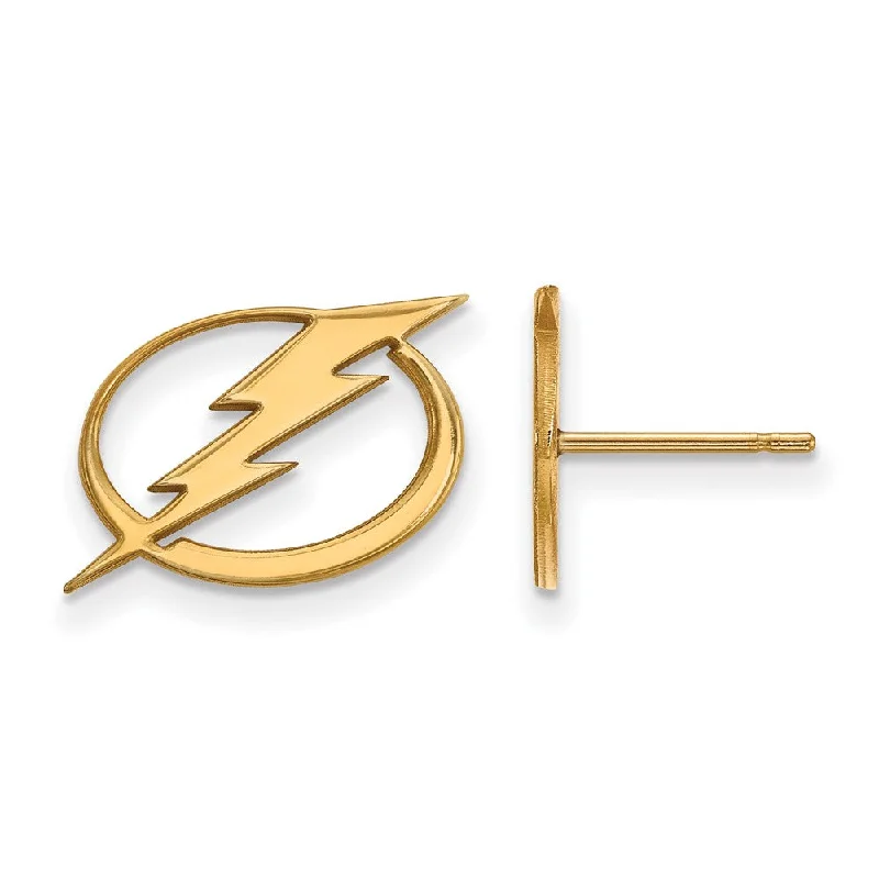 boho earrings for women -SS 14k Yellow Gold Plated NHL Tampa Bay Lightning Small Post Earrings