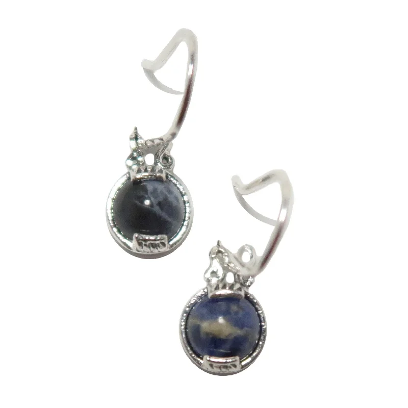 bold silver earrings for women -Sodalite Earrings Spiritual Light Blue Night Sterling Silver