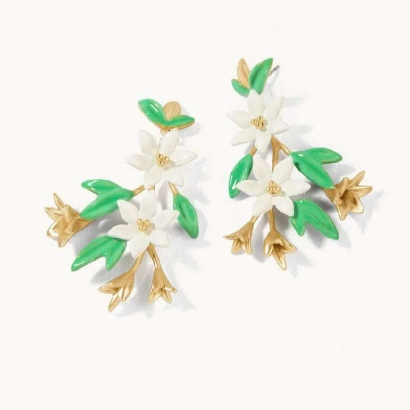 flower earrings for women -River House Earrings - White