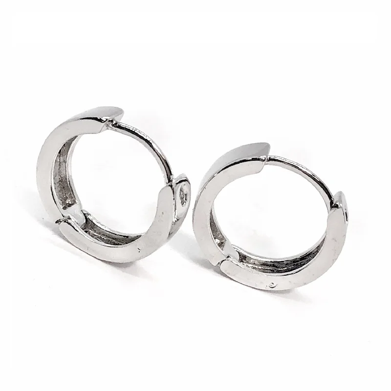 hoop earrings for women -Polished 17mm Stainless Steel Huggie Hoop Earrings