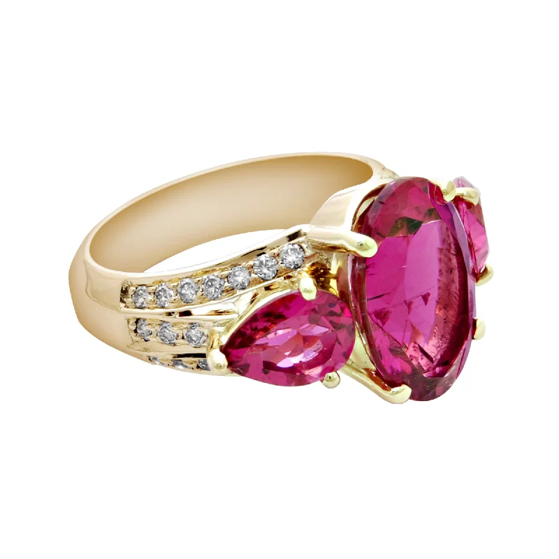 gemstone wedding rings -Ring-Rubellite and Diamond