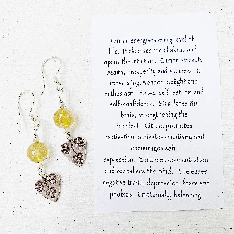 minimal earrings for women -CITRINE HEART EARRINGS