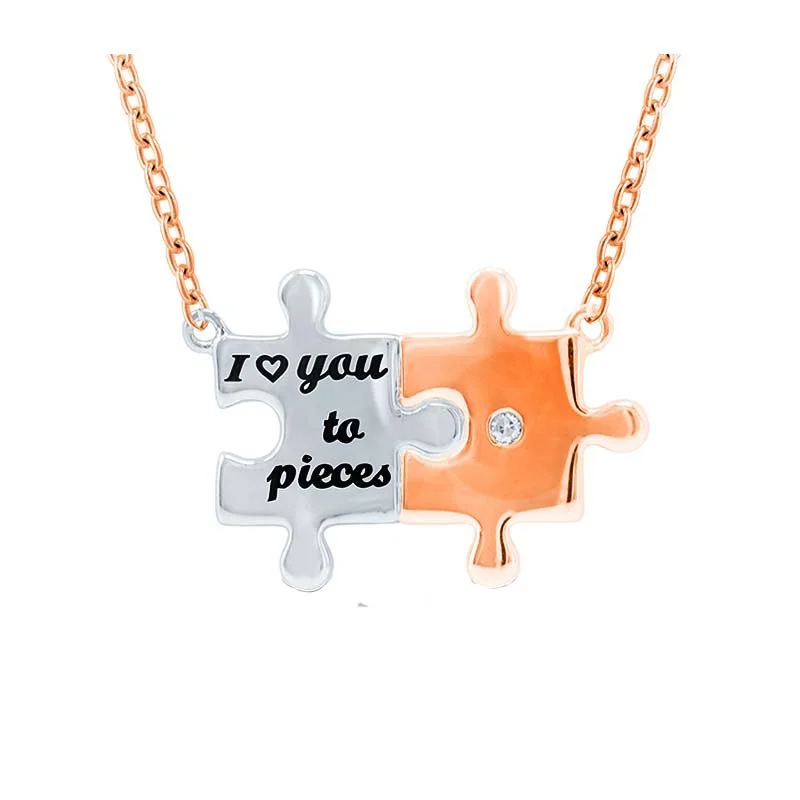 trendy chain necklaces for women -.01ct Diamond Puzzle Necklace