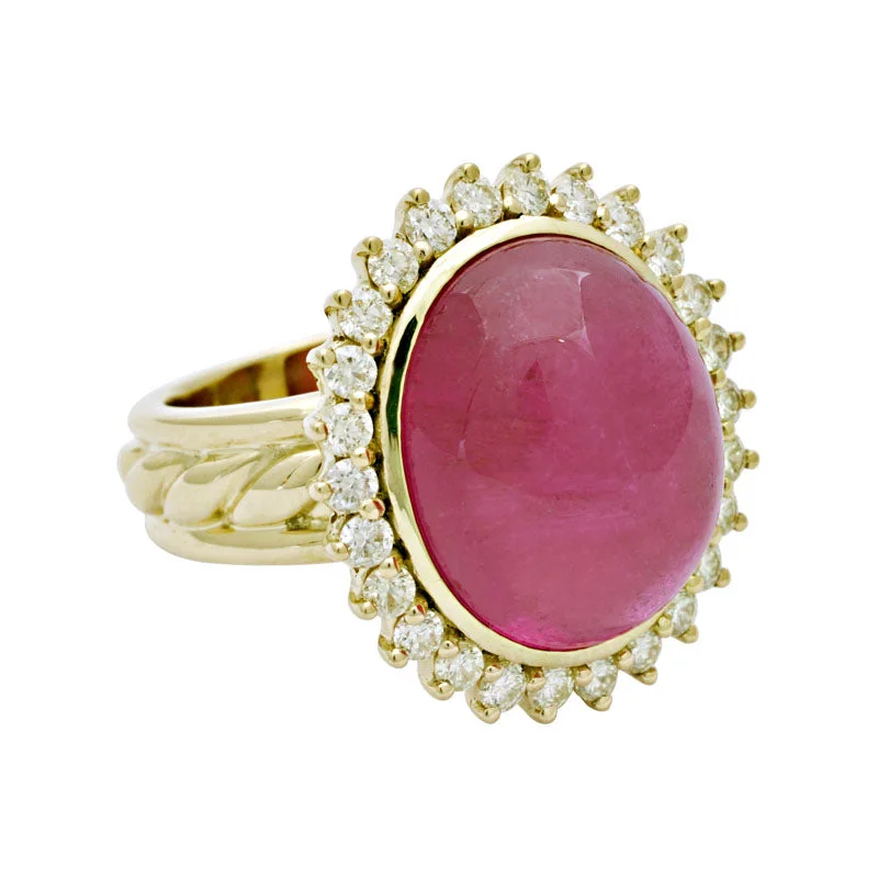 custom gemstone rings -Ring-Rubellite and Diamond