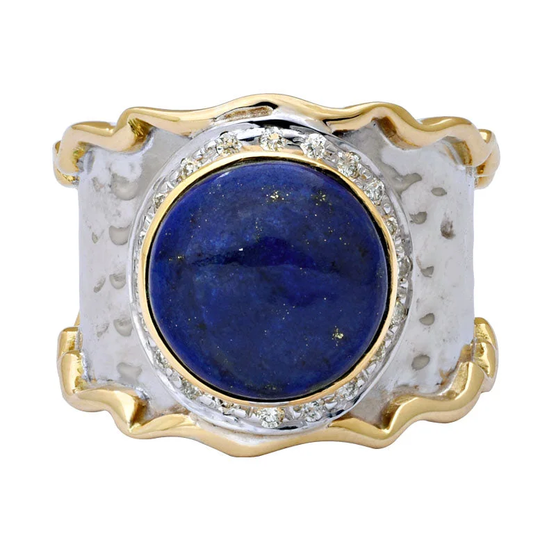 minimalist rings for women -Ring-Lapis Lazuli and Diamond