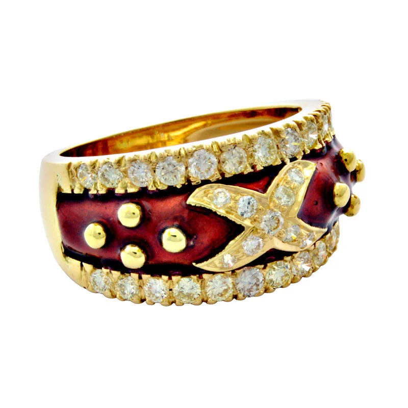 classic wedding rings for women -Ring-Diamond (Enamel)