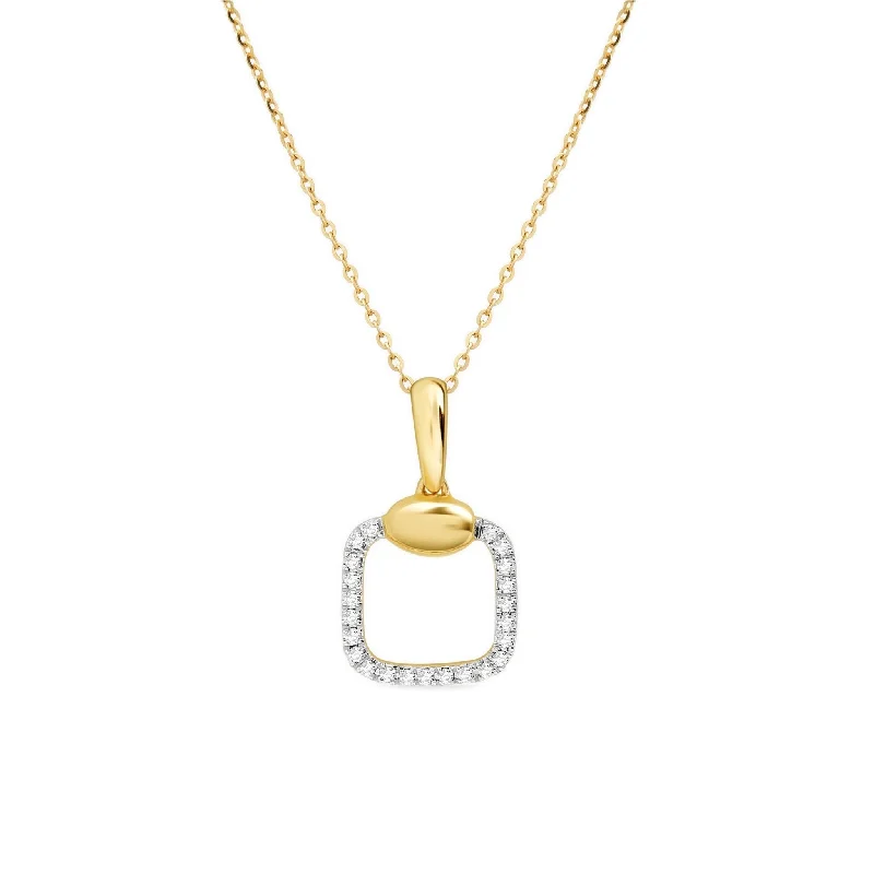 elegant charm necklaces for women -Diamond Pavé Square Cushion Pendant Necklace