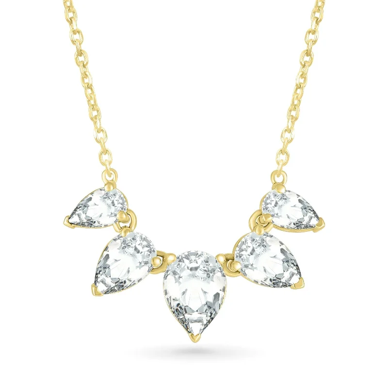 fashion necklaces for women -Teardrop Shaped White Sapphire Necklace