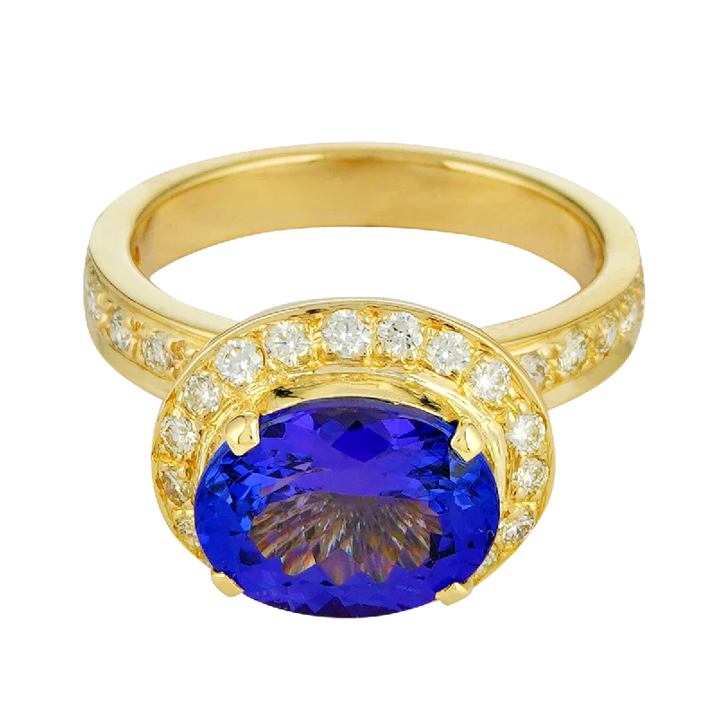 vintage rings for women -Ring - Tanzanite and Diamond