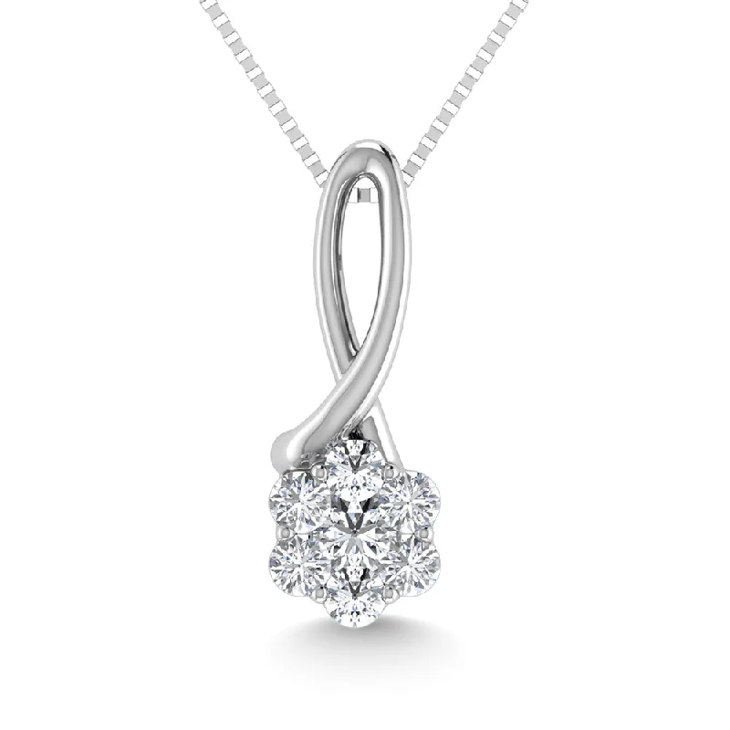 fashion necklaces for women -Diamond 1/6 Ct.Tw. Cluster Pendant in 10K White Gold