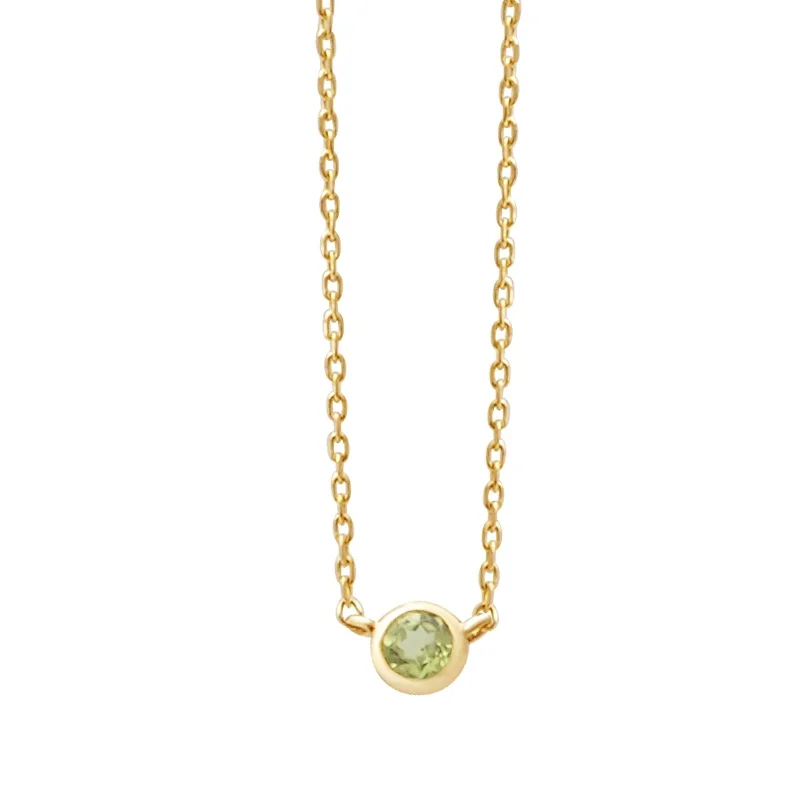 gold necklaces for women -Peridot Station Necklace Bezel Set in  Gold