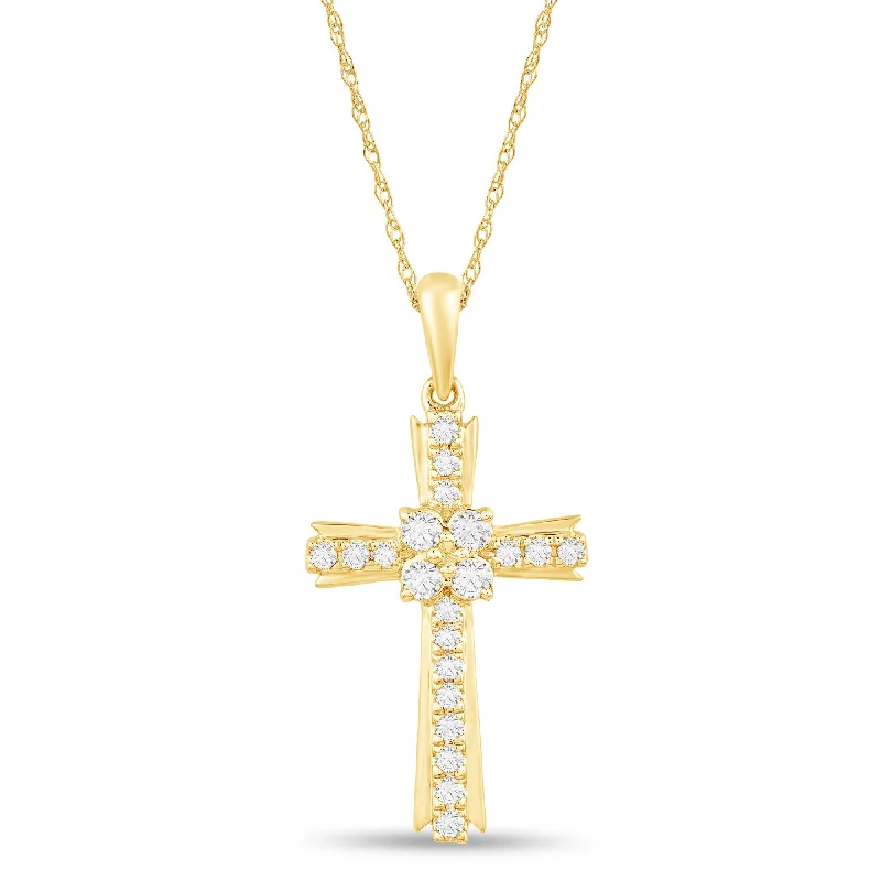 simple gold necklaces for women -1/4ctw Diamond Cross Pendant