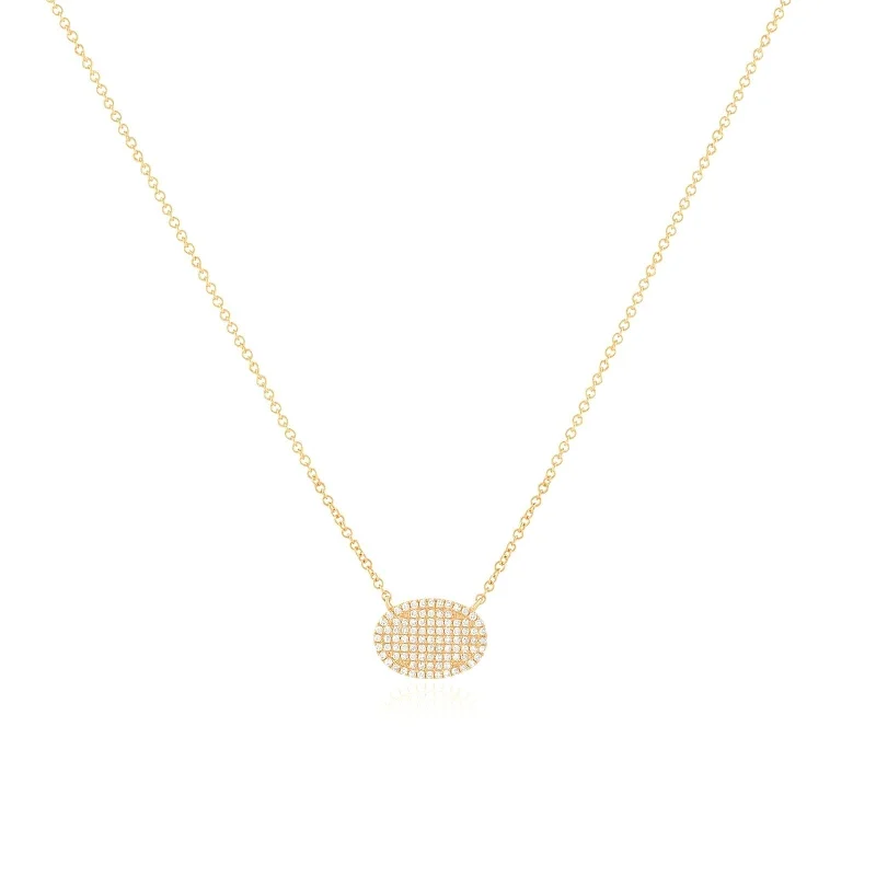 romantic pendant necklaces for women -Oval Diamond Pavé Station Necklace