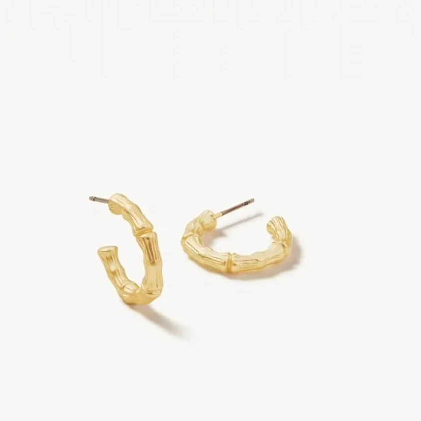 wedding drop earrings for women -Bamboo Hoop Earrings