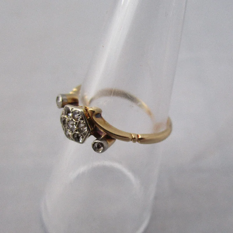 vintage wedding rings for women -18k Yellow Gold Diamond Daisy Setting Ring Antique c1920