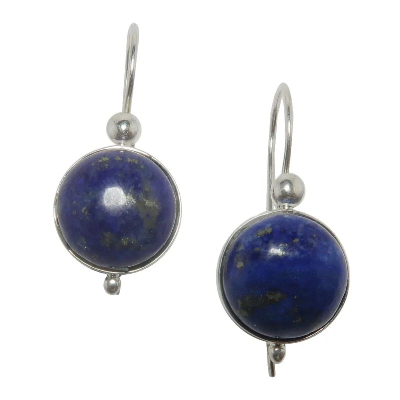 stud earrings for women -Lapis Earrings Deep Thinker Blue Jewel Sterling Silver