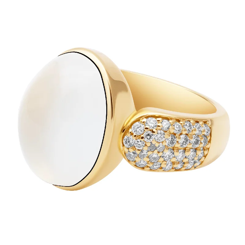 designer rings for women -Ring - Moon Stone And Diamond